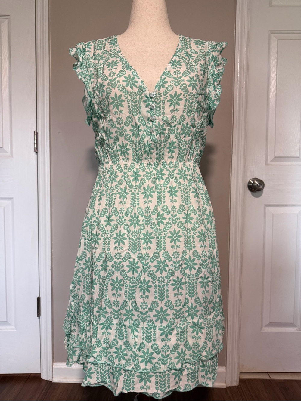 78&Sunny Womens Dress - Green Floral - XL